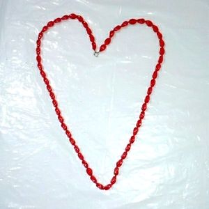 Red glass bead necklace
